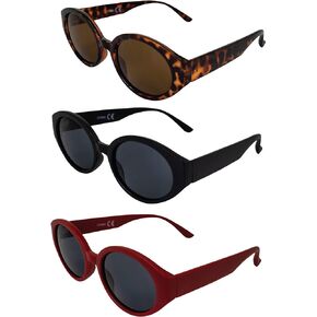 Jackie Fashion Retro Sunglasses for Women 3 Pair Red Black Tortoise Frames w/Smoke & Brown Lenses