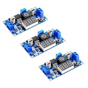 3PCS LM2596 DC to DC Buck Converter 4-40V to 1.25-37V Adjustable Voltage Regulator Step-Down Module with LED Voltmeter Display 3A
