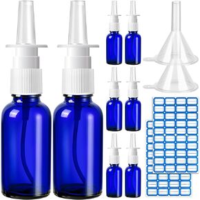 10 Pcs Nasal Spray Bottle Empty, 30ML/1oz 6 Pcs Refillable Nasal Spray Bottle Fine Mist Glass with 2 Pcs Funnels and 2 Pcs Labels