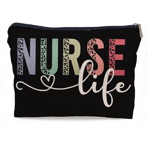 Nurse Life Nursing Leopard Makeup Bag Make up Cosmetic Bag Small Zipper Pouch,Nurse Appreciation Gift,Nurses Week Gift,Nursing Gift,Nurse Graduate Gifts in Kuwait