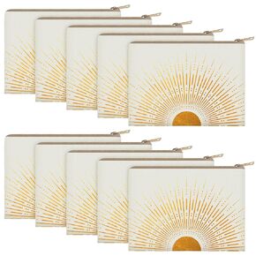10 Pcs Sunshine Ray Makeup Bag Boho Cosmetic Bag Makeup Pouch Zipper Make up Bag for Your Purse Small Cosmetic Pouch Travel Accessory Pouch Cute Zipper Pouch Makeup Organizer for Women Girls Travel