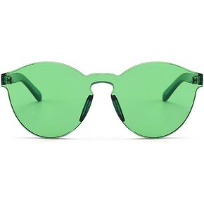 Women Retro Rimless Round Sunglasses Tinted One Piece Lens Eyeglasses