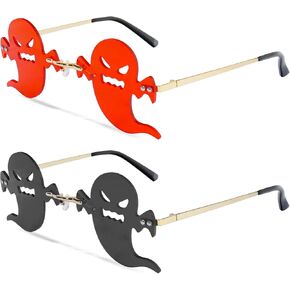Klfoho Devil Ear Heart Shape Sunglasses Rimless Goth Glasses for Women Men Christmas Party Cosplay Glasses Trendy Eyewear in Kuwait