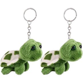 Juroicessry 1 Pair Green Mini Sea Creatures Turtle Doll Keychain Gift Plush Key Ring Auto Animal Keychain Decoration Plush Toys Automobile Keychains Automotive Trim Stuffed Animals and Teddy Bears