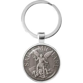 Saint Michael Keychain For Women Men,St Michael Key Ring for Home Car Keys Attachment, Archangel Michael Key Holder Gift, Zinc Alloy Religious Key Chain Organizer Come Gift Box