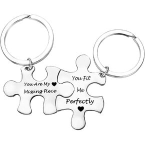 Nekoki Valentines Gifts Couple Keychain Gifts for Boyfriend Girlfriend You are My Missing Piece You Fit Me Perfectly Keychain Christmas Birthday Gifts Anniversary Keychain Gifts for Couple