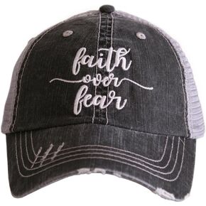 KATYDID Faith Over Fear Baseball Hat - Trucker Hat for Women - Stylish Cute Ball Cap Gray