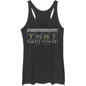 Nickelodeon Teenage Mutant Ninja Turtles Element TMNT Women's Racerback Tank Top, Black Heather, XX-Large