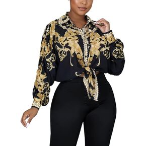Women's Sexy Shirt Dresses Casual V Neck Blouses Loose Long Sleeve Button Down T-Shirts Wrap Collar Tops Mini Dress