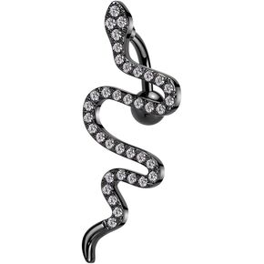 Pierced Owl 14GA 316L Stainless Steel CZ Crystal Snake Top Drop Reverse Belly Button Ring