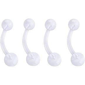 Pierced Owl Set of Four Bioflex 14GA Flexible Belly Button Retainer Rings