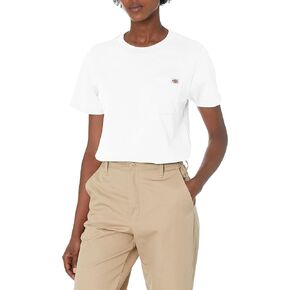 Dickies Women's Short Sleeve Heavyweight Pocket T-Shirt, White, Medium