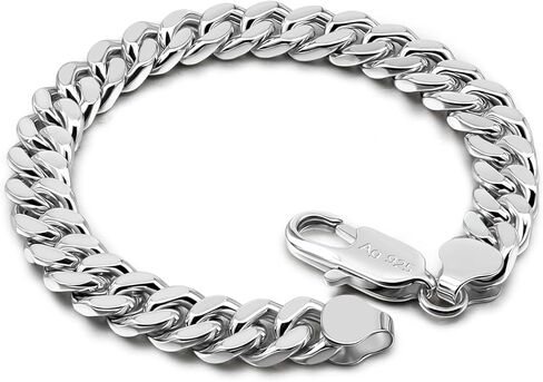 Italian Men 925 Sterling Silver Bracelet 8-10-12MM Solid Miami Cuban Link Curb Chain 7" 7.5" 8" 8.5" 9" 9.5"10" Bangle Man Teen Boys Jewelry Gift in Saudi Arabia