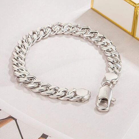 Italian Men 925 Sterling Silver Bracelet 8-10-12MM Solid Miami Cuban Link Curb Chain 7" 7.5" 8" 8.5" 9" 9.5"10" Bangle Man Teen Boys Jewelry Gift in Saudi Arabia