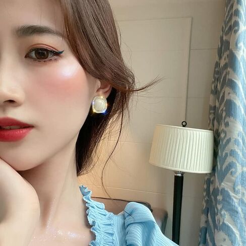 الشمبانيا لؤلؤة الذهب الأقراط هدايا العيد زركونيا مكعب القطع الناقص العادي in Kuwait