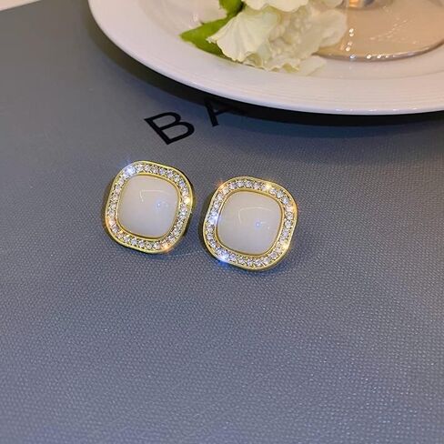 الشمبانيا لؤلؤة الذهب الأقراط هدايا العيد زركونيا مكعب القطع الناقص العادي in Kuwait