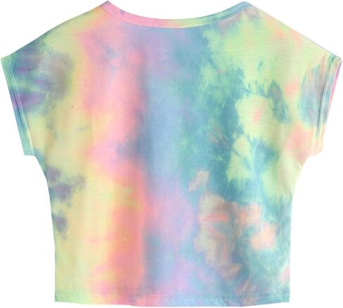 SweatyRocks Women's Tie Dye Round Neck Slim Fit Short Sleeve Crop Top T-Shirt in Saudi Arabia