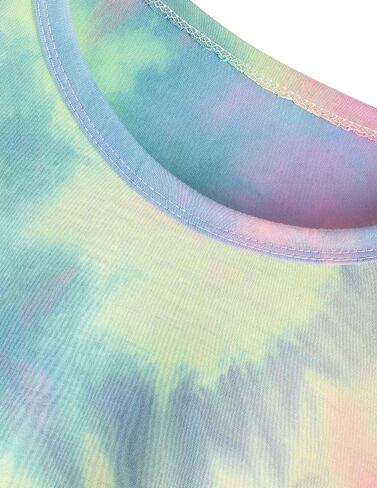 SweatyRocks Women's Tie Dye Round Neck Slim Fit Short Sleeve Crop Top T-Shirt in Saudi Arabia