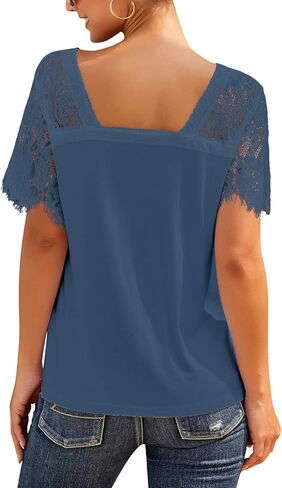 تي شيرت نسائي صيفي من LookbookStore بأكمام قصيرة ورقبة على شكل حرف V وأكمام قصيرة in Kuwait