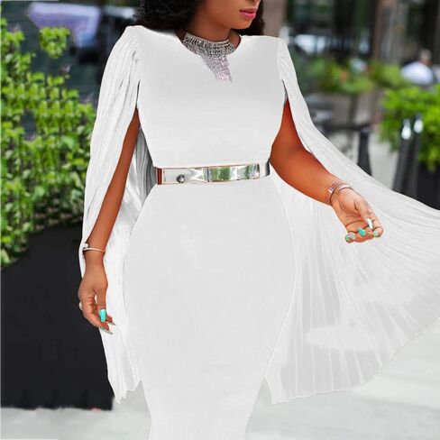 VERWIN Long Sleeve Round Neck Patchwork Plain Women's Bodycon Dress Flare Sleeve Midi Dress in Saudi Arabia