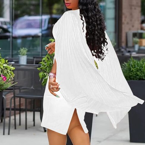 VERWIN Long Sleeve Round Neck Patchwork Plain Women's Bodycon Dress Flare Sleeve Midi Dress in Saudi Arabia