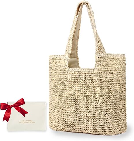 GERYUAEG Large Straw Beach Bag for Women with Coin Purse, Woven Tote Bag Summer bag Travel Shoulder Handbag in Saudi Arabia