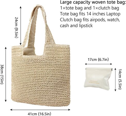 GERYUAEG Large Straw Beach Bag for Women with Coin Purse, Woven Tote Bag Summer bag Travel Shoulder Handbag in Saudi Arabia
