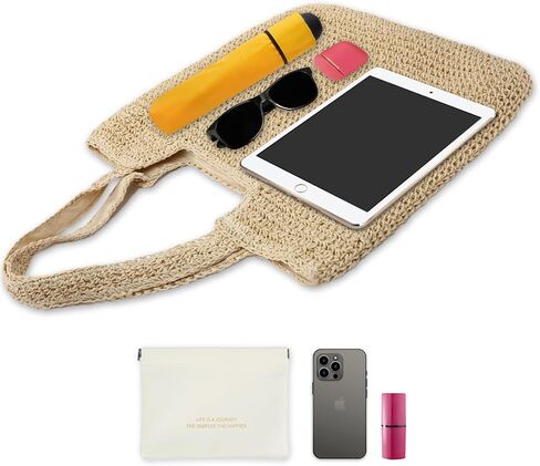 GERYUAEG Large Straw Beach Bag for Women with Coin Purse, Woven Tote Bag Summer bag Travel Shoulder Handbag in Saudi Arabia