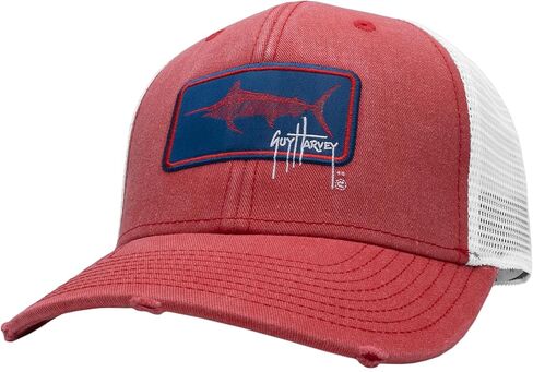 قبعة سائق الشاحنة Chambray للرجال من Guy Harvey، رقعة حمراء/بيلفيش in Kuwait