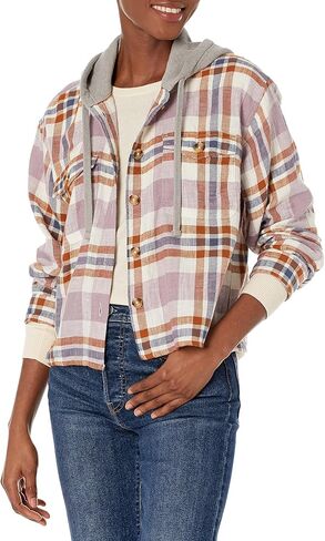 Lucky Brand Women's Plaid Cropped Hoodie in Saudi Arabia