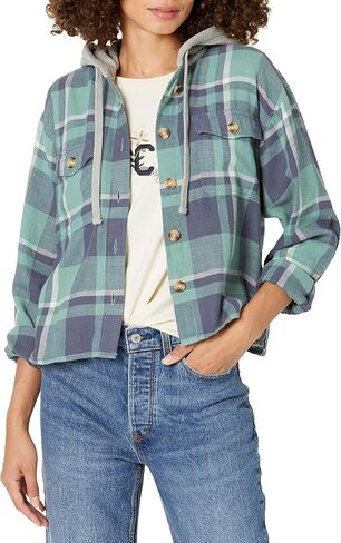 Lucky Brand Women's Plaid Cropped Hoodie in Saudi Arabia