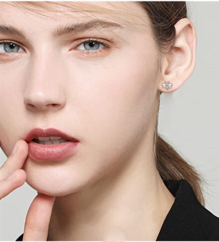 Minimalist Honeybee Small Stud Earrings for Women Girls 925 Sterling Silver Bee Cartilage Tragus Earrings Studs Bumble Bee Earrings Simple Jewelry Gifts in Saudi Arabia
