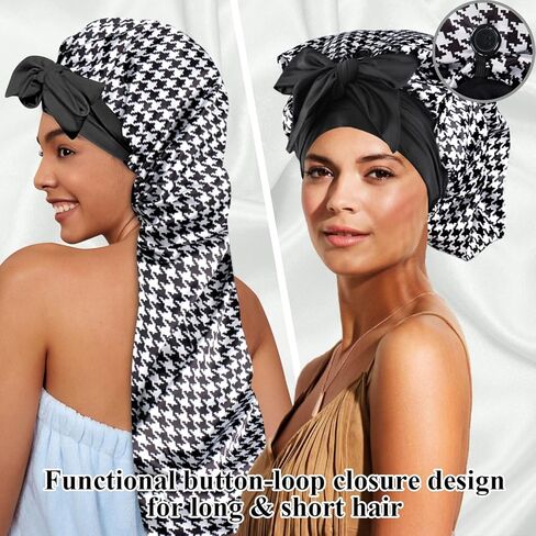 غطاء رأس حريري للنوم طويل للغاية وقابل للطي وشريط ربط عريض من الساتان مع ربطة شعر لضفائر الشعر الطويل وغطاء دش in Kuwait