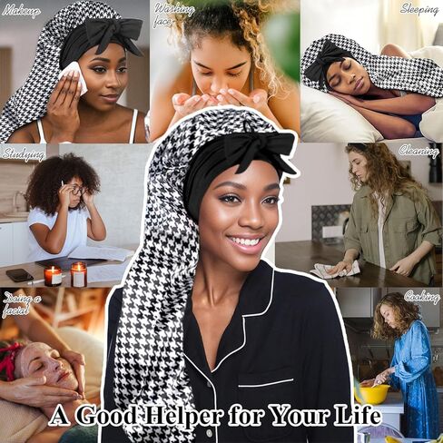 غطاء رأس حريري للنوم طويل للغاية وقابل للطي وشريط ربط عريض من الساتان مع ربطة شعر لضفائر الشعر الطويل وغطاء دش in Kuwait