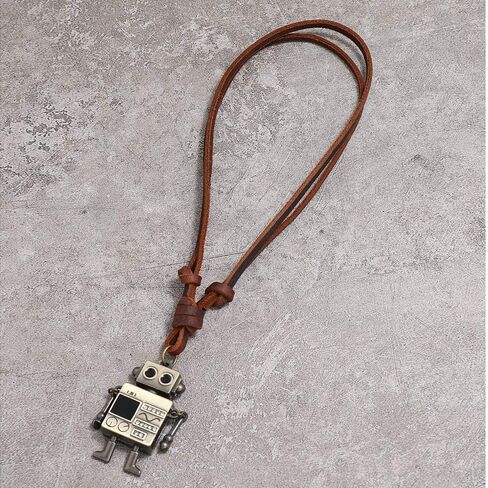 TV Robot Pendant Necklace,15-30 inch Adjustable Cowhide Rope,Brass Color Cute Robot Sweater Chain,Robot Necklace with Adjustable Limbs,Great Gift for Robot Lovers in Saudi Arabia