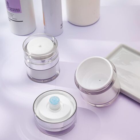 2 Packs Airless Pump Jar, Lotion Dispenser With Pump, Travel Containers for Lotions and Creams Leak Proof, Portable Refillable Cosmetic Jars for Makeup, Essence,Moisturizer in Kuwait