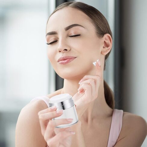 2 Packs Airless Pump Jar, Lotion Dispenser With Pump, Travel Containers for Lotions and Creams Leak Proof, Portable Refillable Cosmetic Jars for Makeup, Essence,Moisturizer in Kuwait