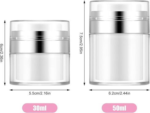 2 Packs Airless Pump Jar, Lotion Dispenser With Pump, Travel Containers for Lotions and Creams Leak Proof, Portable Refillable Cosmetic Jars for Makeup, Essence,Moisturizer in Kuwait