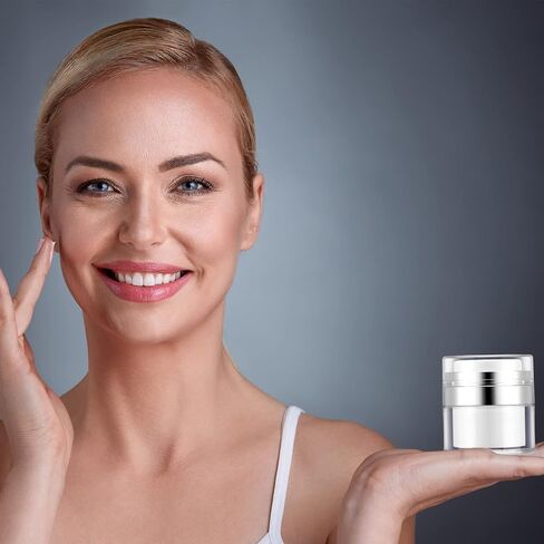 2 Packs Airless Pump Jar, Lotion Dispenser With Pump, Travel Containers for Lotions and Creams Leak Proof, Portable Refillable Cosmetic Jars for Makeup, Essence,Moisturizer in Kuwait