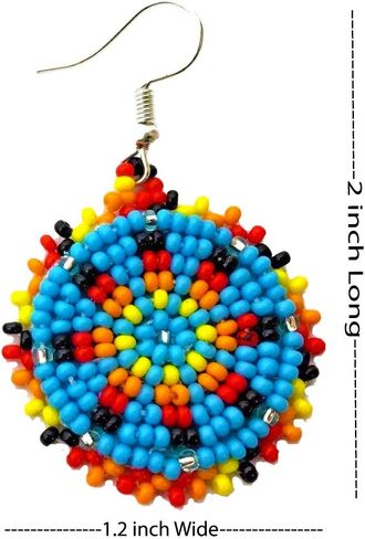 Handmade Cute Seed Beaded Earrings 1.2 Round in Kuwait