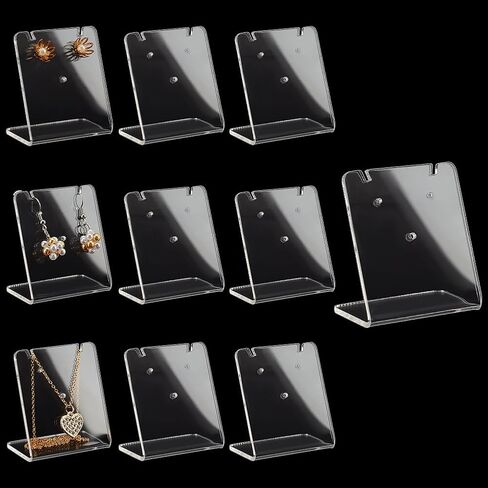 PH PandaHall 10PCS 40 Holes L-Shape Earring Stand, Acrylic Earring Holder Single Pair Clear Jewelry Organizer Displays for Necklace Jewelry Dangling Slant Back Display Marketing, 1.97x1.18x2.17inch in Saudi Arabia