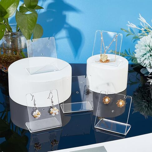 PH PandaHall 10PCS 40 Holes L-Shape Earring Stand, Acrylic Earring Holder Single Pair Clear Jewelry Organizer Displays for Necklace Jewelry Dangling Slant Back Display Marketing, 1.97x1.18x2.17inch in Saudi Arabia