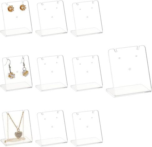 PH PandaHall 10PCS 40 Holes L-Shape Earring Stand, Acrylic Earring Holder Single Pair Clear Jewelry Organizer Displays for Necklace Jewelry Dangling Slant Back Display Marketing, 1.97x1.18x2.17inch in Saudi Arabia