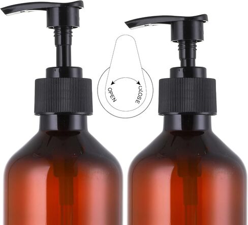 Jucoan 9 Pack Empty Plastic Pump Bottles, 10oz Amber Refillable Lotion Soap Shampoo Dispenser Bottles for Kitchen Sink Bathroom in Saudi Arabia