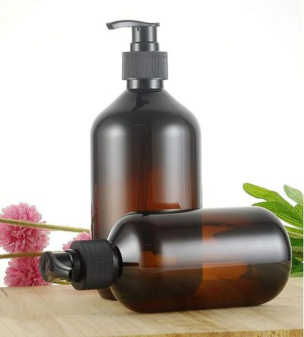 Jucoan 9 Pack Empty Plastic Pump Bottles, 10oz Amber Refillable Lotion Soap Shampoo Dispenser Bottles for Kitchen Sink Bathroom in Saudi Arabia