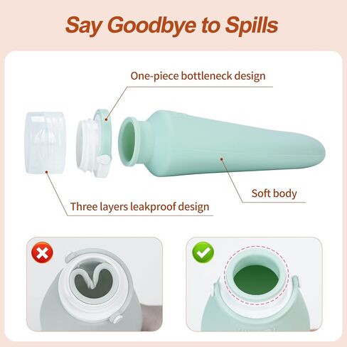 زجاجات السفر لأدوات الزينة، 4 عبوات من السيليكون بحجم 3 أونصة معتمدة من إدارة أمن المواصلات الأمريكية (TSA)، حاويات بحجم السفر لمستلزمات الزينة، زجاجات أدوات الزينة الرباعية المقاومة للتسرب والقابلة لإعادة الملء للشامبو والبلسم واللوشن in Kuwait