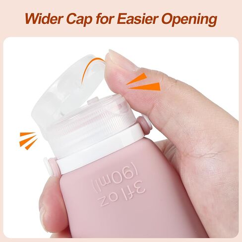 زجاجات السفر لأدوات الزينة، 4 عبوات من السيليكون بحجم 3 أونصة معتمدة من إدارة أمن المواصلات الأمريكية (TSA)، حاويات بحجم السفر لمستلزمات الزينة، زجاجات أدوات الزينة الرباعية المقاومة للتسرب والقابلة لإعادة الملء للشامبو والبلسم واللوشن in Kuwait