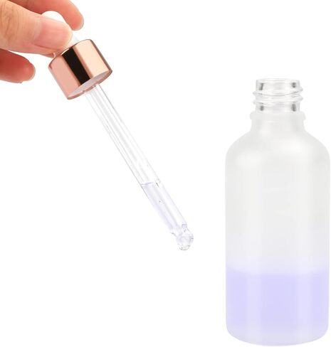 6 Pack,Frosted Glass Essential Oil Dropper Bottle,Empty Glass Liquid Container Holder With Glass Eye Dropper,Rose-Golden Caps Travel Perfume Cosmetic Container-Pipette&Funnel included (50ml/1.7 Ounce) in Saudi Arabia