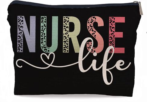 Nurse Life Nursing Leopard Makeup Bag Make up Cosmetic Bag Small Zipper Pouch,Nurse Appreciation Gift,Nurses Week Gift,Nursing Gift,Nurse Graduate Gifts in Kuwait