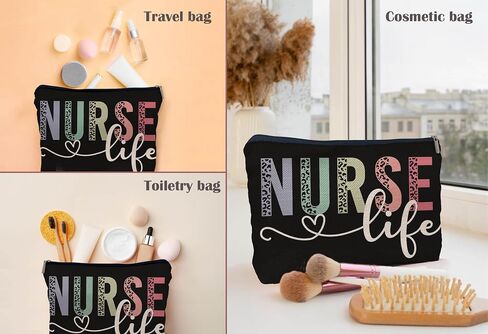 Nurse Life Nursing Leopard Makeup Bag Make up Cosmetic Bag Small Zipper Pouch,Nurse Appreciation Gift,Nurses Week Gift,Nursing Gift,Nurse Graduate Gifts in Kuwait